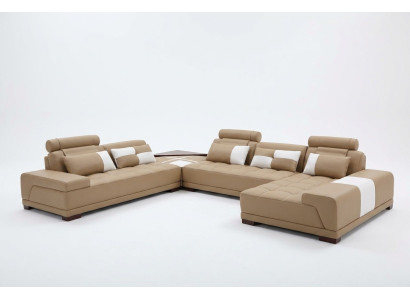 Canapé d'angle Canapé en cuir Rembourrage Paysage de vie Canapé Sofa Suite d'angle Forme en U
