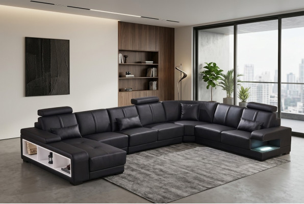 XXL GRANDE Paysage de vie en forme de U Grand canapé Sofa Canapé Rembourrage Décoration Suite