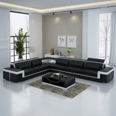 Canapé design Canapé Canapé d'angle Cuir Textile Suite Paysage de vie Rembourrage