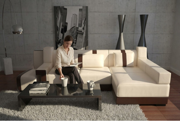 Canapé d'angle Canapé Sofa Décoration Rembourrage Paysage de vie Cuir Canapés d'angle Suite