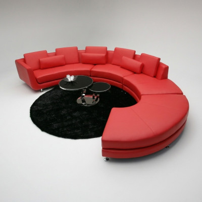 Canapé rouge rond Canapé d'angle Paysage vivant Canapé rond Suite de rembourrage Canapés