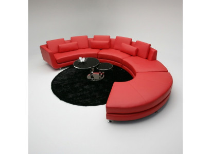 Canapé rouge rond Canapé d'angle Paysage vivant Canapé rond Suite de rembourrage Canapés