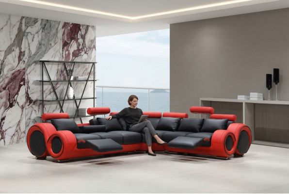 Canapé design Suite Salon paysage Canapé Canapé d'angle Cuir Textile Rembourrage