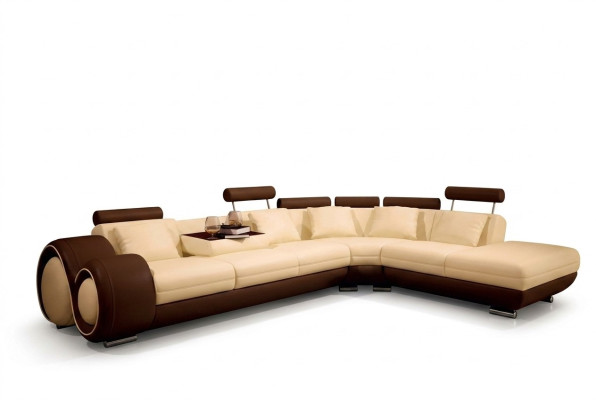 Canapé d'angle Canapé Sofa Rembourrage paysage vivant Canapé en cuir Suite en cuir Forme en L