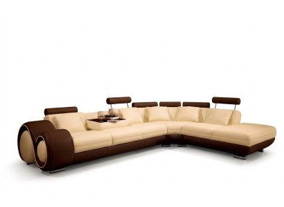 Canapé d'angle Canapé Sofa Rembourrage paysage vivant Canapé en cuir Suite en cuir Forme en L