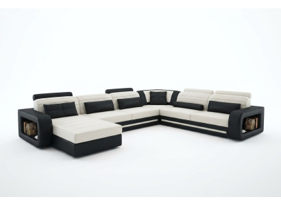 Canapé d'angle en U Rembourrage Canapé Canapé Suite Salon Paysage en cuir Design