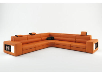 Canapé d'angle moderne en forme de L, canapé rembourré en cuir, ensemble de canapé design