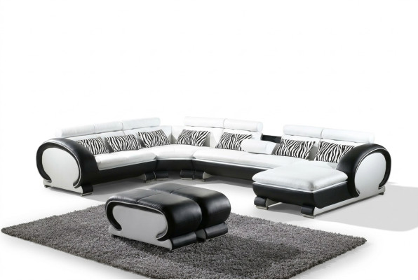 Canapé d'angle + 2 ensembles de tabourets coin Canapés en cuir Mobilier de salon