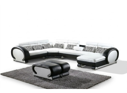 Canapé d'angle + 2 ensembles de tabourets coin Canapés en cuir Mobilier de salon