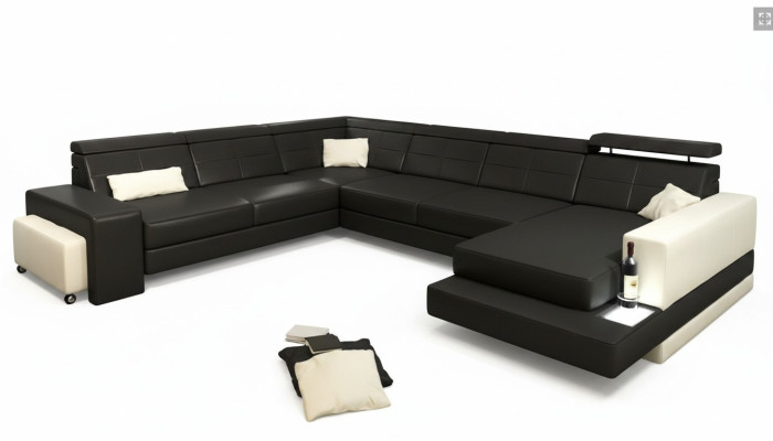 Designer Suite: Suite de designer Corner suite: Suite d'angle Living landscape: Paysage vivant U-shape Couch: Canapé en forme de U Corner sofa: Canapé d'angle Upholstery: Tapisserie
