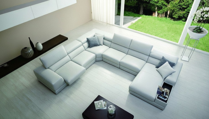 Relax Living Landschaft U-Form Ecksofa Couch Sofa Ledersofa Suite