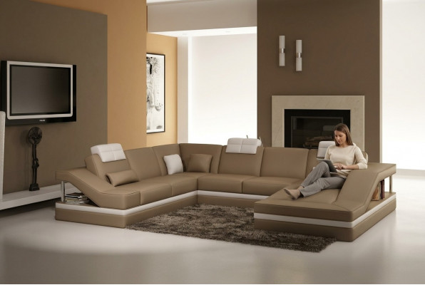 Canapé d'angle Canapé en cuir Canapé rembourré Sofa paysager Salon Combiné Canapé en U-forme
