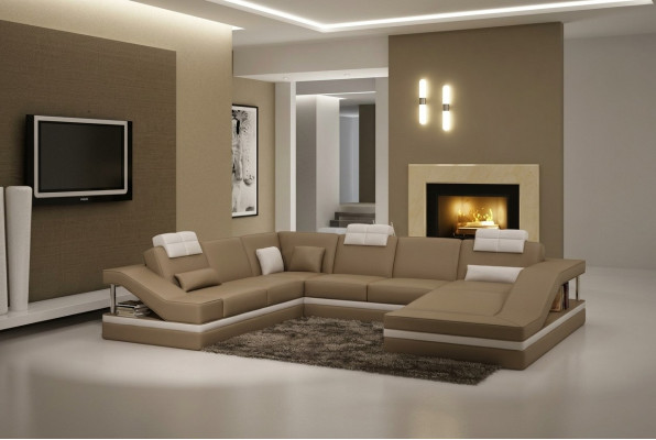 Canapé d'angle Canapé en cuir Canapé rembourré Sofa paysager Salon Combiné Canapé en U-forme