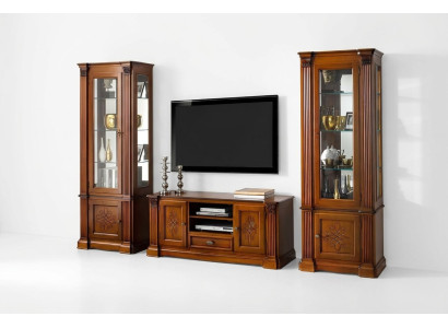 Salle de séjour classique Vitrine Buffet Meuble TV Étagère Murs Armoire 3 pièces. Bois massif