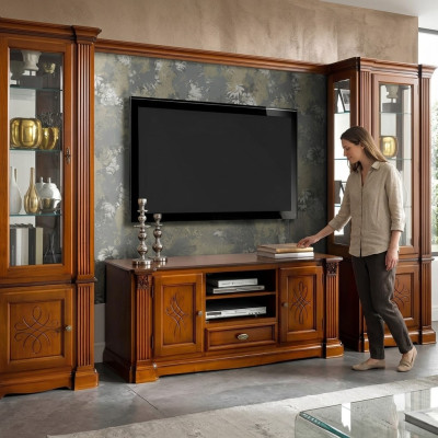 Salon Style antique Commode en bois Meuble TV Armoire TV Baroque italien