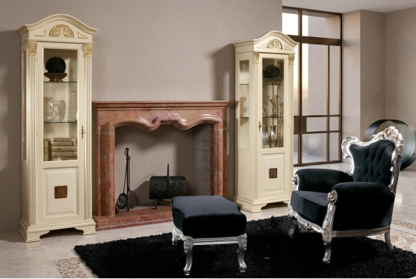 Vitrine élégante de style ancien pour magasin avec vitrine en verre pour salon en bois massif neuf