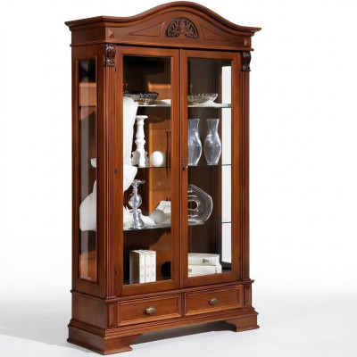 Vitrine Armoire en verre Salon Vitrine 2 portes Vitrines Baroque