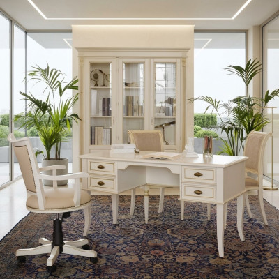 Ensemble de bureau 3 pièces. Suite de bureau Table en bois massif Chaise de chef Armoire Mobilier neuf