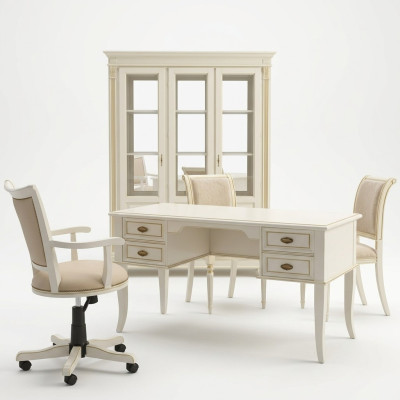 Ensemble de bureau 3 pièces. Suite de bureau Table en bois massif Chaise de chef Armoire Mobilier neuf