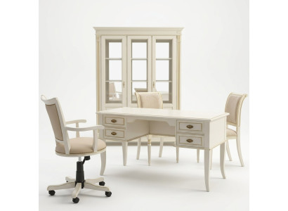 Ensemble de bureau 3 pièces. Suite de bureau Table en bois massif Chaise de chef Armoire Mobilier neuf