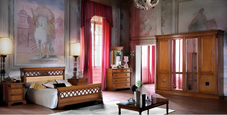 Chambre à coucher Ensemble complet Commode Lit Armoire Lits Console de nuit 6 pièces. Bois massif