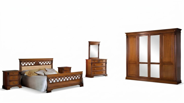 Chambre à coucher Ensemble complet Commode Lit Armoire Lits Console de nuit 6 pièces. Bois massif