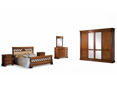 Chambre à coucher Ensemble complet Commode Lit Armoire Lits Console de nuit 6 pièces. Bois massif