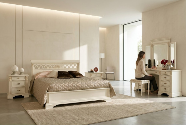 Ensemble de chambre de luxe 6 pièces. Lit 2x Table de chevet Coiffeuse Mobilier design Bois massif