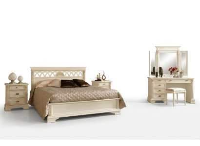 Ensemble de chambre de luxe 6 pièces. Lit 2x Table de chevet Coiffeuse Mobilier design Bois massif