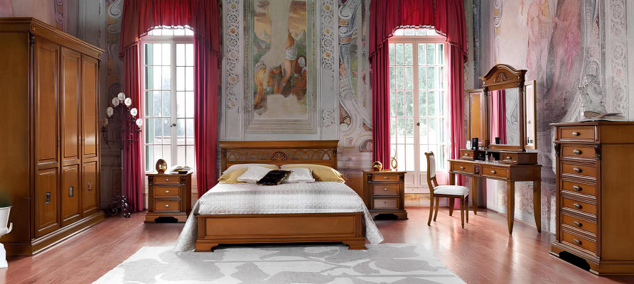 Ensemble de chambre de luxe 8 pièces. Lit + 2x Table de chevet + Coiffeuse Meubles design en bois massif