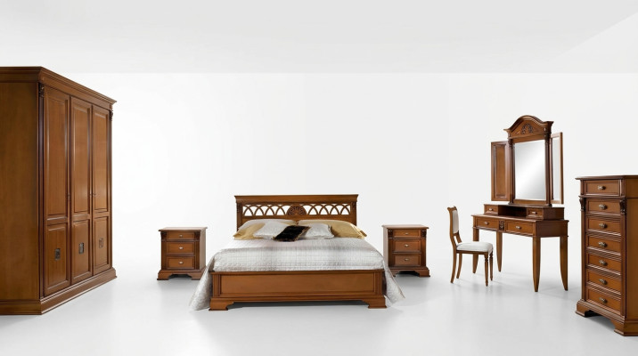 Ensemble de chambre de luxe 8 pièces. Lit + 2x Table de chevet + Coiffeuse Meubles design en bois massif