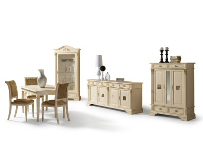 Ensemble complet de salle à manger 4 chaises Buffet 8 pièces Ensemble de table Commode en bois massif