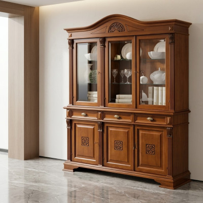 Bahut Buffet Étagère Murale en Bois Armoire Vitrine Armoire de Salle à Manger Cabinets