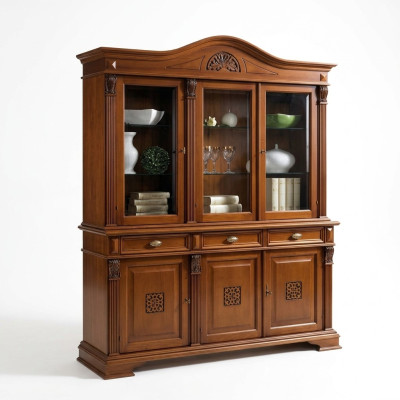 Bahut Buffet Étagère Murale en Bois Armoire Vitrine Armoire de Salle à Manger Cabinets