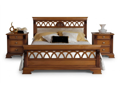 Lit Double Hôtel Antik Lits 2x Table de chevet Chambre 3pcs Baroque Rococo Bois massif
