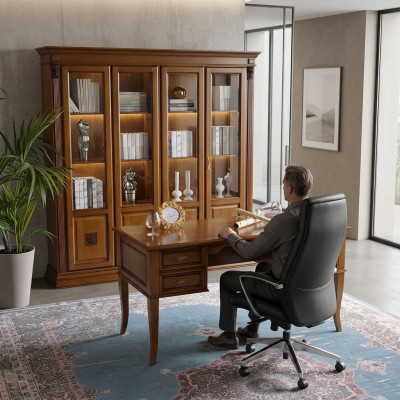 Ensemble de bureau Mobilier Bureau Table Chaise de direction Fauteuil 2 pièces Ensemble Baroque