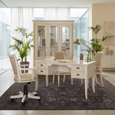Bureau + Fauteuil de Bureau Table Chaise en Bois Ensemble 2 pièces Italie