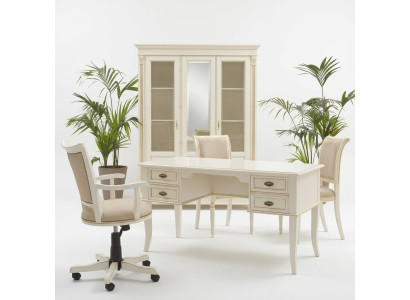 Bureau + Fauteuil de Bureau Table Chaise en Bois Ensemble 2 pièces Italie