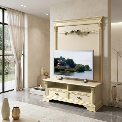 Armoire de télévision Armoire murale de télévision Buffet latéral Meuble télévision Bas Mobilier italien de style ancien en bois