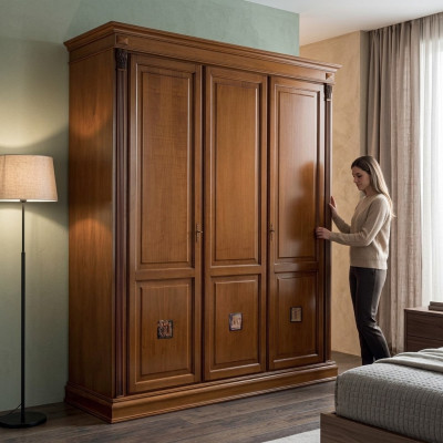 Armoire Chambre Armoire en bois massif Style ancien baroque cabinets Rococo Nouveau