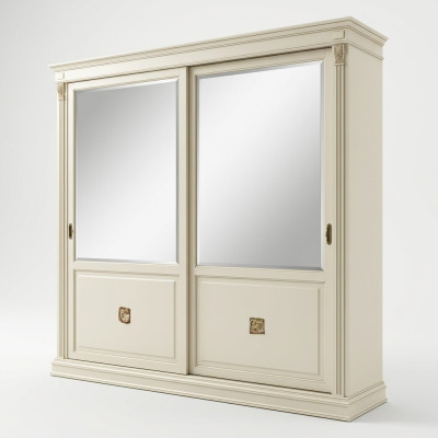 Élégante armoire de garde-robe de luxe avec des portes coulissantes, design de chambre à coucher, armoires à vêtements en bois massif, neuf.
