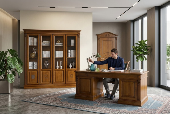 Bureau Table de bureau en bois noble Tables de style baroque rococo antique 185x90cm