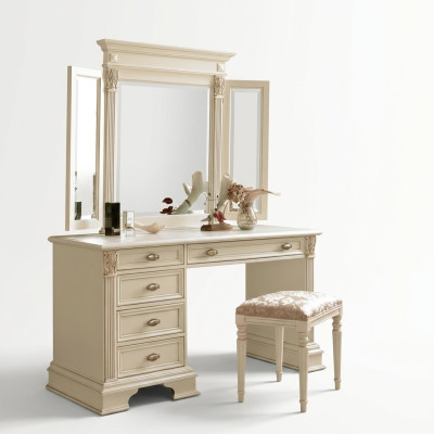 Coiffeuse Miroir Tabouret Ensemble Complet Commode Chambre Nouveau 3 pcs.