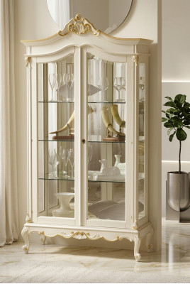 Vitrine Armoire Vitrines Salon Bois massif Armoires Design Baroque Rococo Blanc nouveau