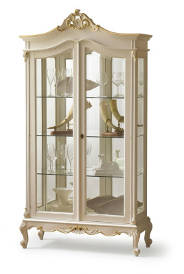 Vitrine Armoire Vitrines Salon Bois massif Armoires Design Baroque Rococo Blanc nouveau