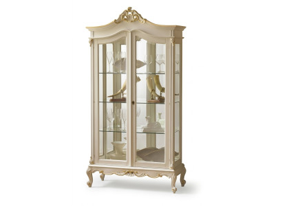 Vitrine Armoire Vitrines Salon Bois massif Armoires Design Baroque Rococo Blanc nouveau