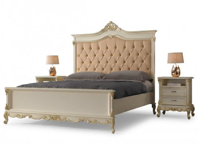 Chambre Lit avec 2 tables de chevet Groupe Suite Ensemble Lits Chesterfield Bois massif