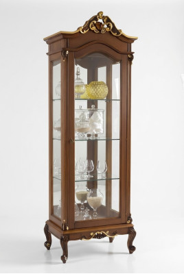 Vitrine élégante de style antique baroque rococo classique pour salon avec armoire en verre.