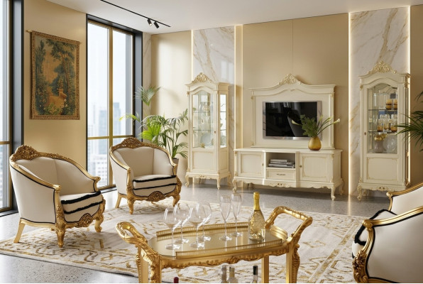 Classique r Fauteuil Monoplace Baroque Rococo Tissu Italien Meubles à Assise Unique