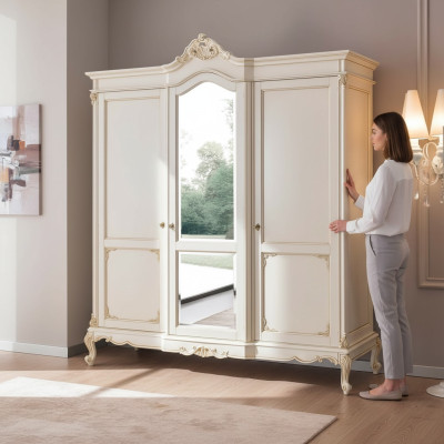 Armoire Armoire Chambre Porte-manteau Bois massif Baroque Italien Mobilier neuf